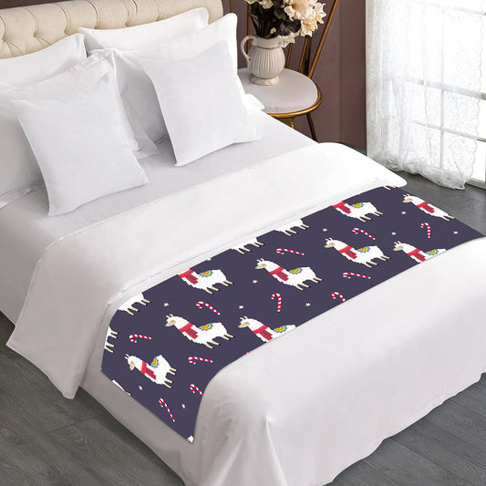 Xmas Llama Pattern Print Bed Runner