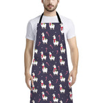 Xmas Llama Pattern Print Bib Apron With Pocket