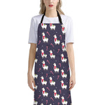 Xmas Llama Pattern Print Bib Apron With Pocket