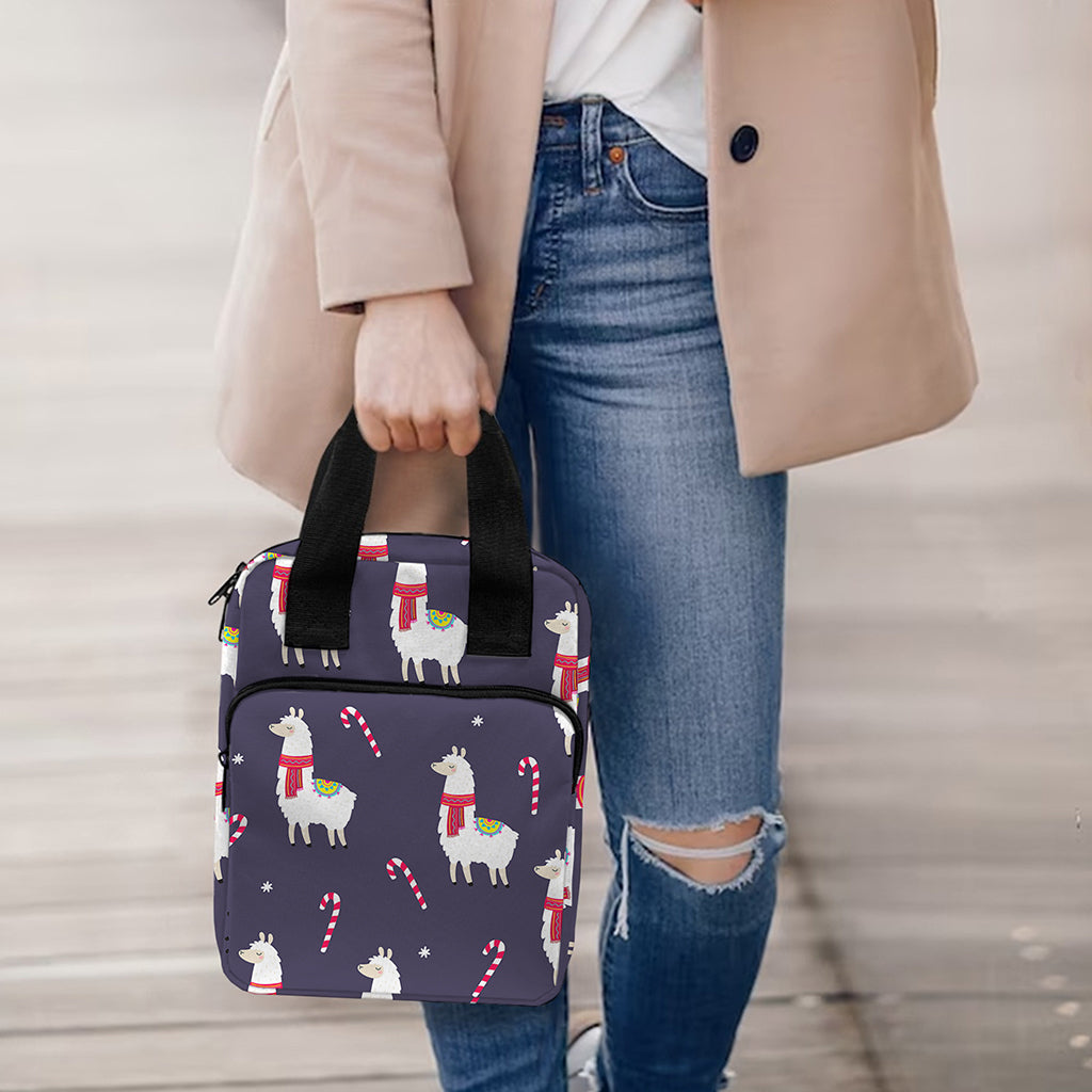 Xmas Llama Pattern Print Bible Tote Bag