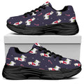 Xmas Llama Pattern Print Black Chunky Shoes