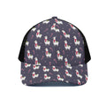 Xmas Llama Pattern Print Black Mesh Trucker Hat