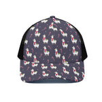 Xmas Llama Pattern Print Black Mesh Trucker Cap
