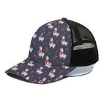 Xmas Llama Pattern Print Black Mesh Trucker Cap
