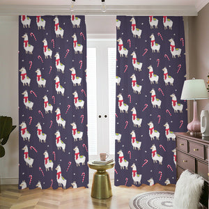 Xmas Llama Pattern Print Blackout Pencil Pleat Curtains