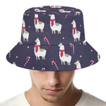 Xmas Llama Pattern Print Bucket Hat