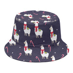 Xmas Llama Pattern Print Bucket Hat