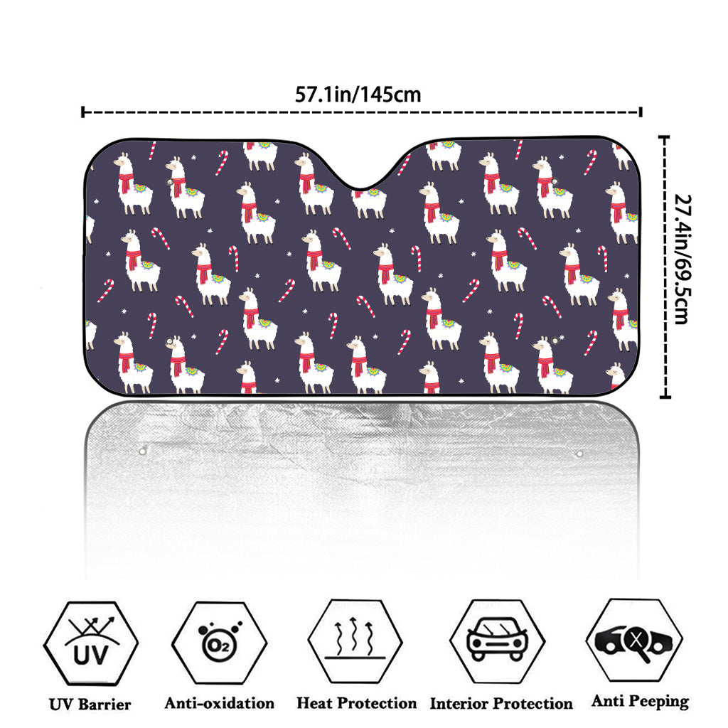 Xmas Llama Pattern Print Car Windshield Sun Shade