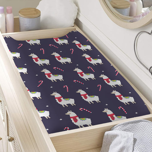 Xmas Llama Pattern Print Changing Pad Cover