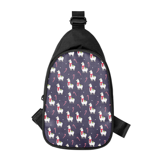 Xmas Llama Pattern Print Chest Bag