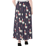 Xmas Llama Pattern Print Chiffon Maxi Skirt