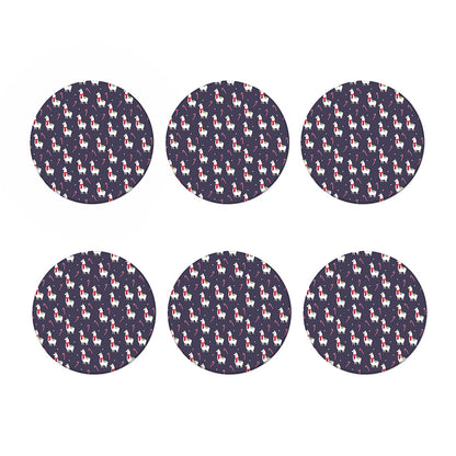 Xmas Llama Pattern Print Coaster Set