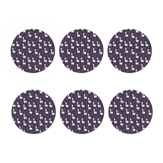 Xmas Llama Pattern Print Coaster Set