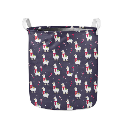 Xmas Llama Pattern Print Collapsible Laundry Basket