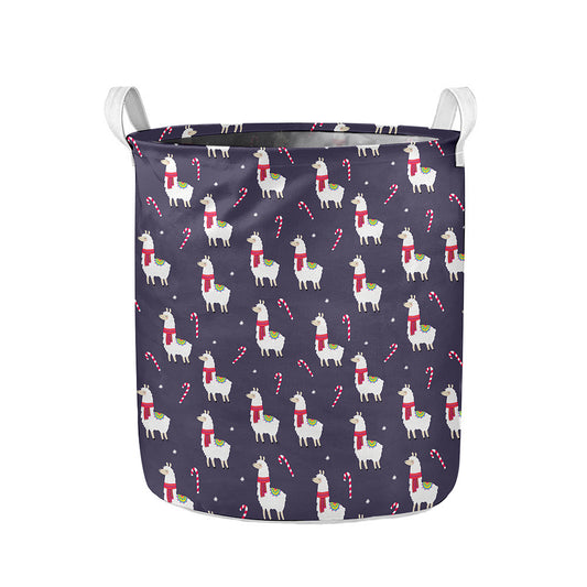 Xmas Llama Pattern Print Collapsible Laundry Basket