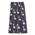 Xmas Llama Pattern Print Cotton Front Slit Maxi Skirt