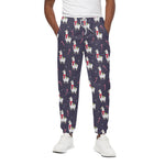 Xmas Llama Pattern Print Cotton Pants
