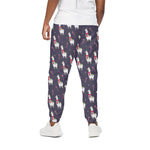 Xmas Llama Pattern Print Cotton Pants