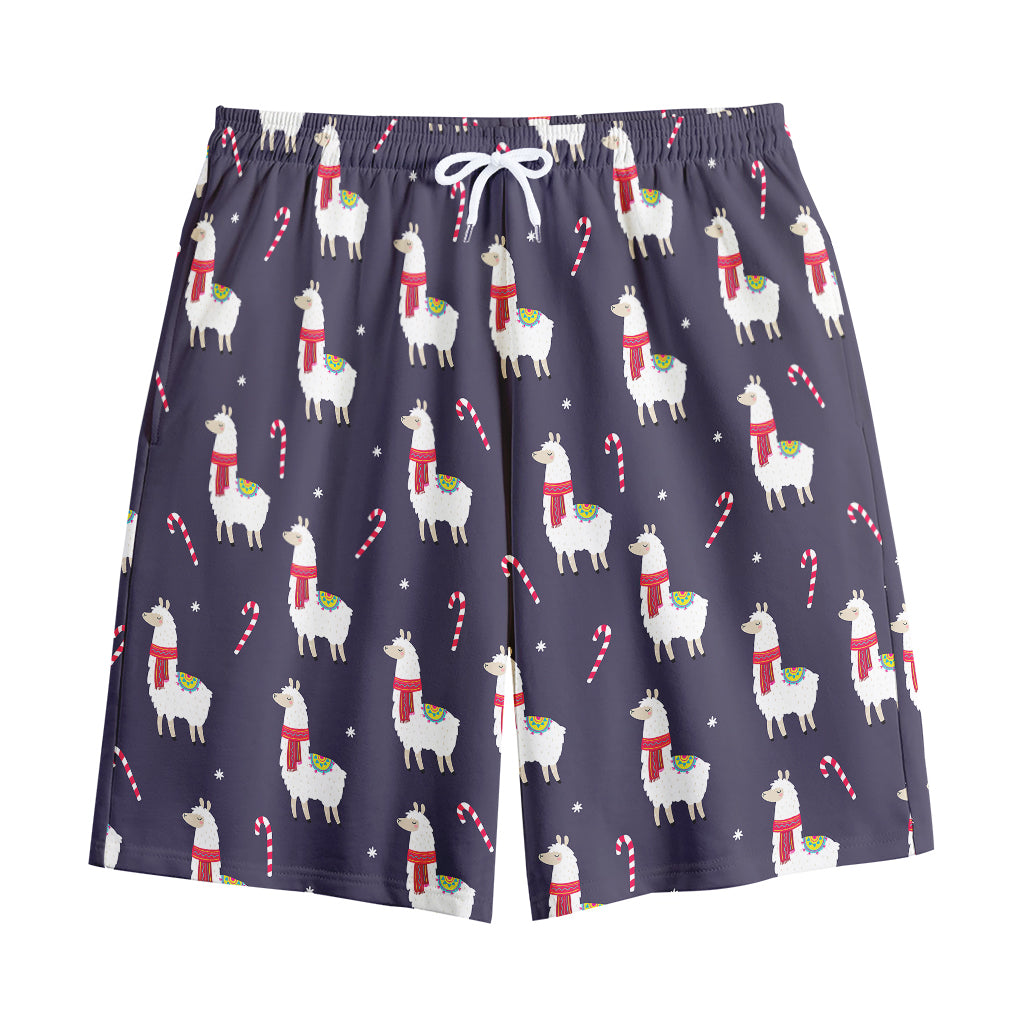 Xmas Llama Pattern Print Cotton Shorts