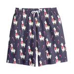 Xmas Llama Pattern Print Cotton Shorts