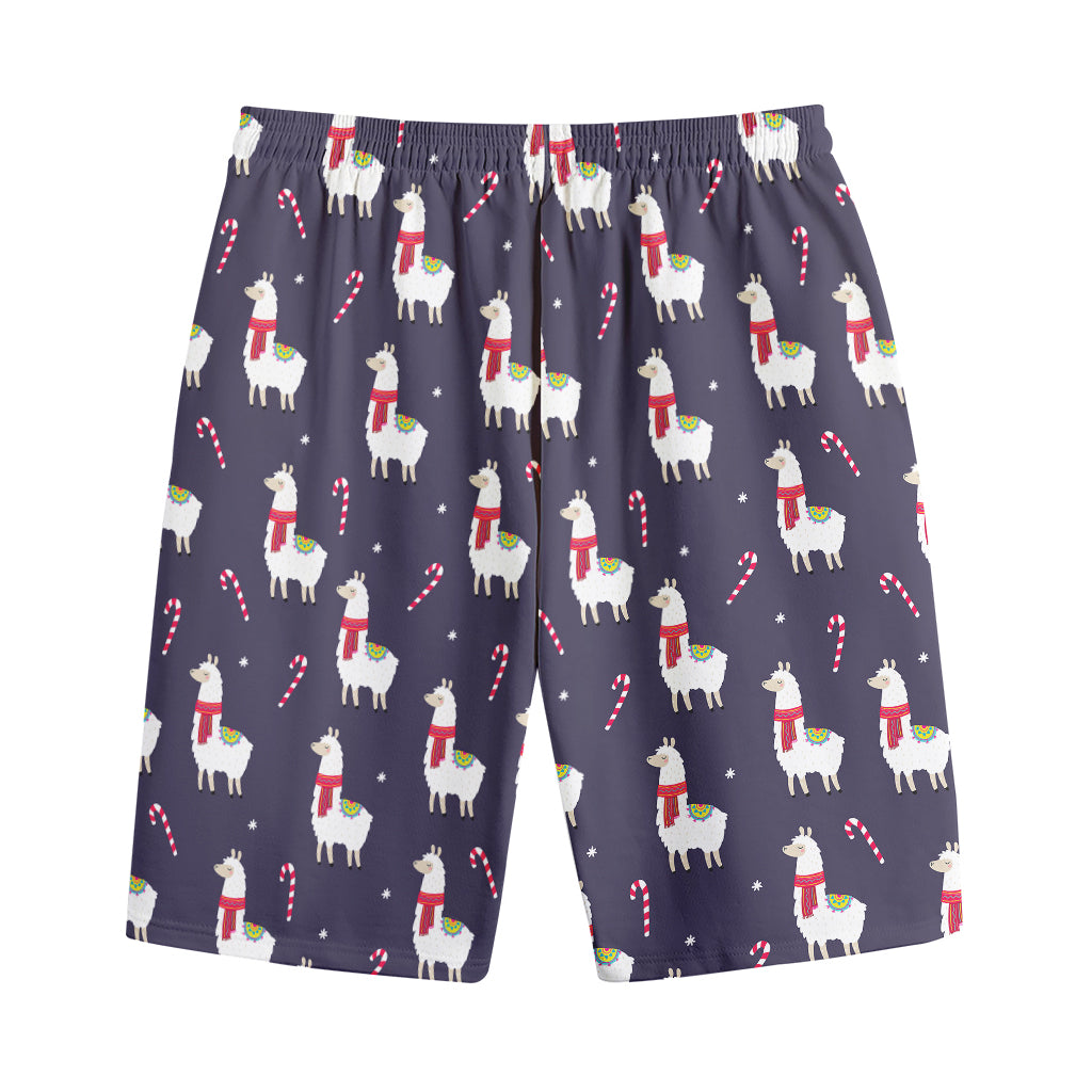 Xmas Llama Pattern Print Cotton Shorts