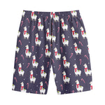 Xmas Llama Pattern Print Cotton Shorts