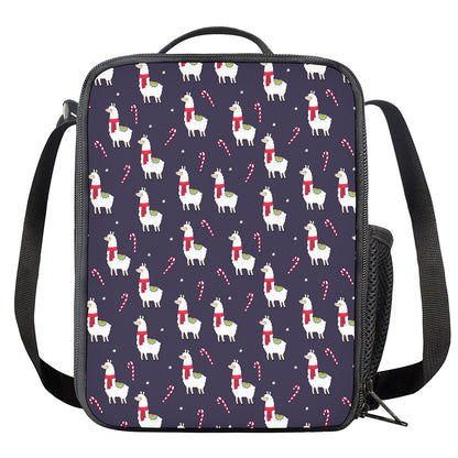 Xmas Llama Pattern Print Crossbody Lunch Bag