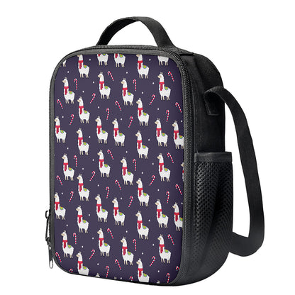 Xmas Llama Pattern Print Crossbody Lunch Bag
