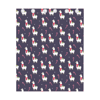 Xmas Llama Pattern Print Curtain