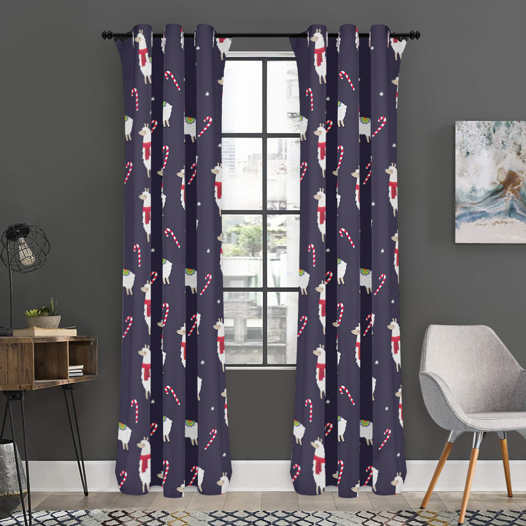 Xmas Llama Pattern Print Curtain