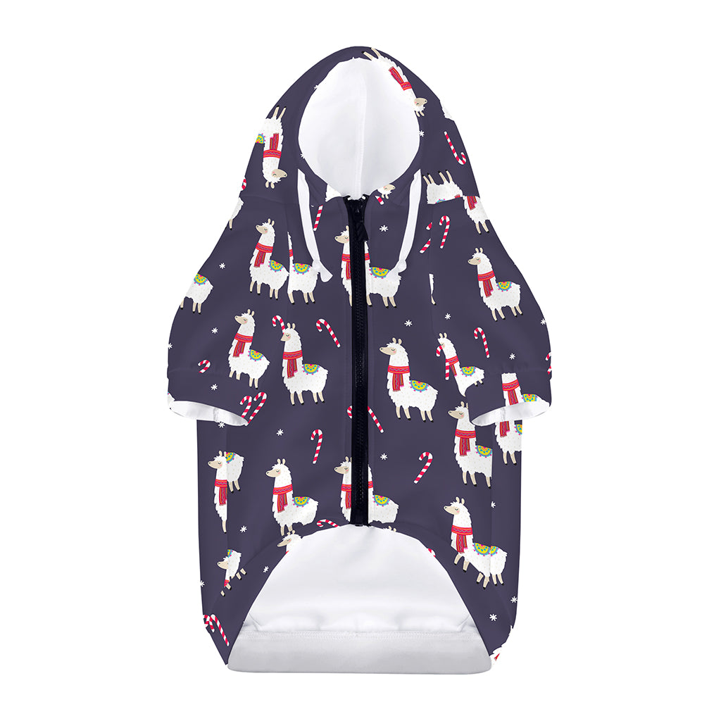 Xmas Llama Pattern Print Dog Zip Up Hoodie