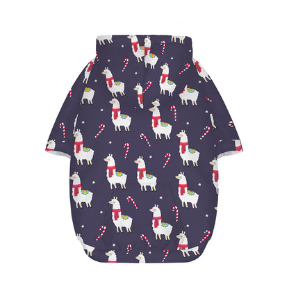 Xmas Llama Pattern Print Dog Zip Up Hoodie