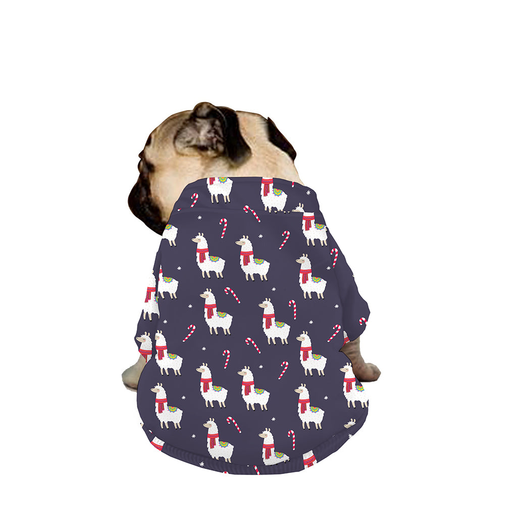 Xmas Llama Pattern Print Dog Zip Up Jacket