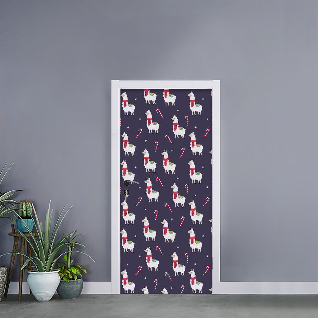 Xmas Llama Pattern Print Door Sticker