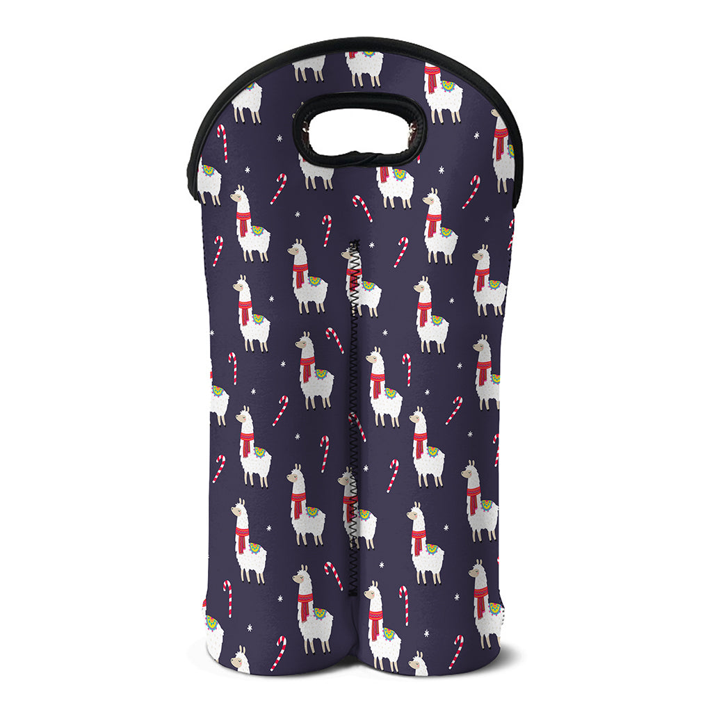 Xmas Llama Pattern Print Double Neoprene Wine Tote