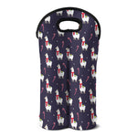 Xmas Llama Pattern Print Double Neoprene Wine Tote
