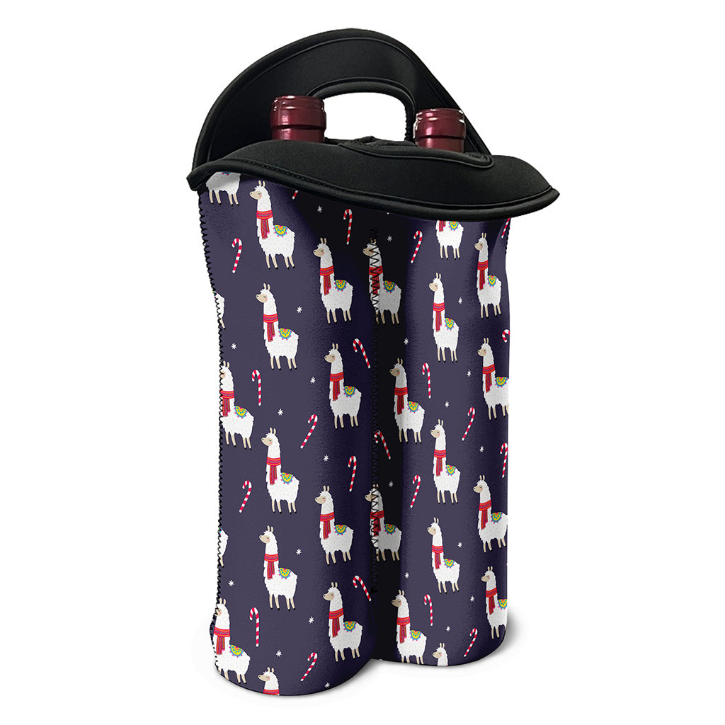 Xmas Llama Pattern Print Double Neoprene Wine Tote
