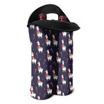 Xmas Llama Pattern Print Double Neoprene Wine Tote
