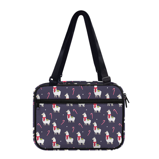 Xmas Llama Pattern Print Double Strap Bible Bag