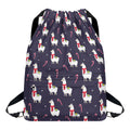 Xmas Llama Pattern Print Drawstring Backpack