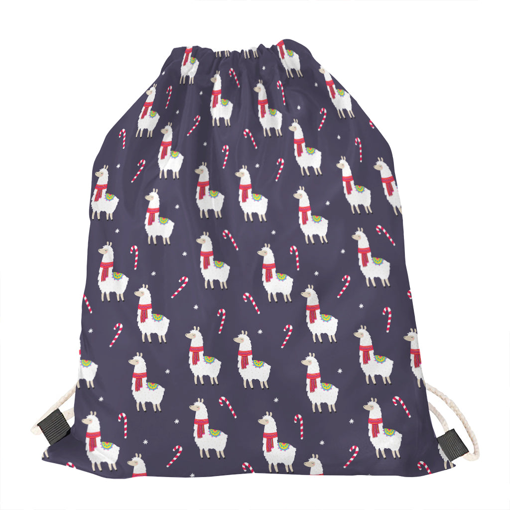 Xmas Llama Pattern Print Drawstring Bag