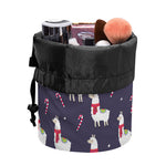 Xmas Llama Pattern Print Drawstring Makeup Bag