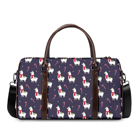 Xmas Llama Pattern Print Duffle Bag