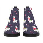 Xmas Llama Pattern Print Flat Ankle Boots