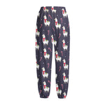 Xmas Llama Pattern Print Fleece Lined Knit Pants