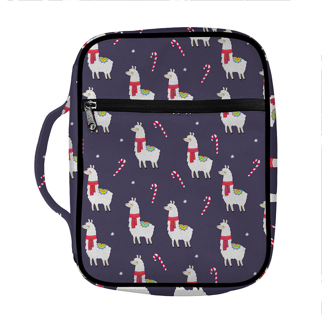 Xmas Llama Pattern Print Front Pocket Bible Bag