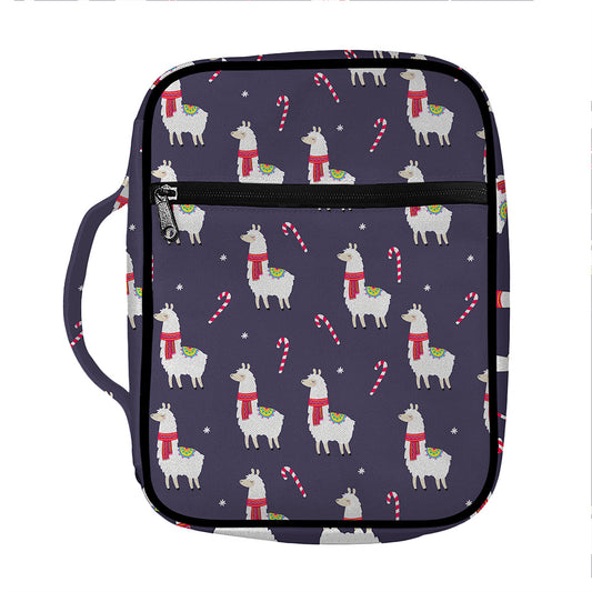 Xmas Llama Pattern Print Front Pocket Bible Bag