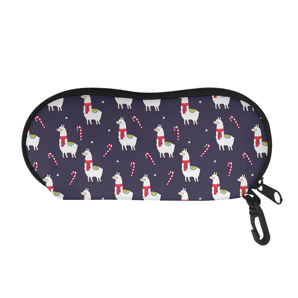 Xmas Llama Pattern Print Glasses Case
