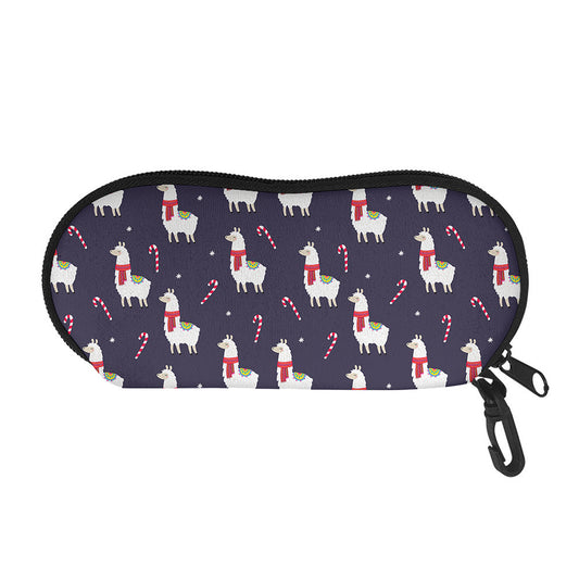 Xmas Llama Pattern Print Glasses Case