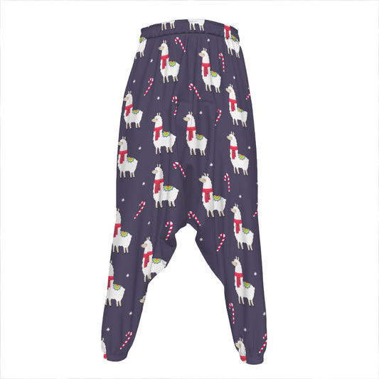 Xmas Llama Pattern Print Hammer Pants